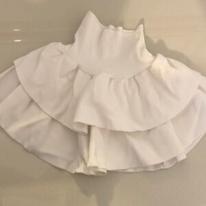 Girls' White Tiered Ruffle Skirt with Elastic Waistband